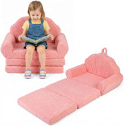 Divano Pieghevole per Bambini, Divanetto Trasformabile 2 in 1 con Rivestimento in Tessuto Morbido e Fondo Antiscivolo, Poltrona Letto Comodo per Bambini per Camere da Letto e Soggiorno (Rosa)