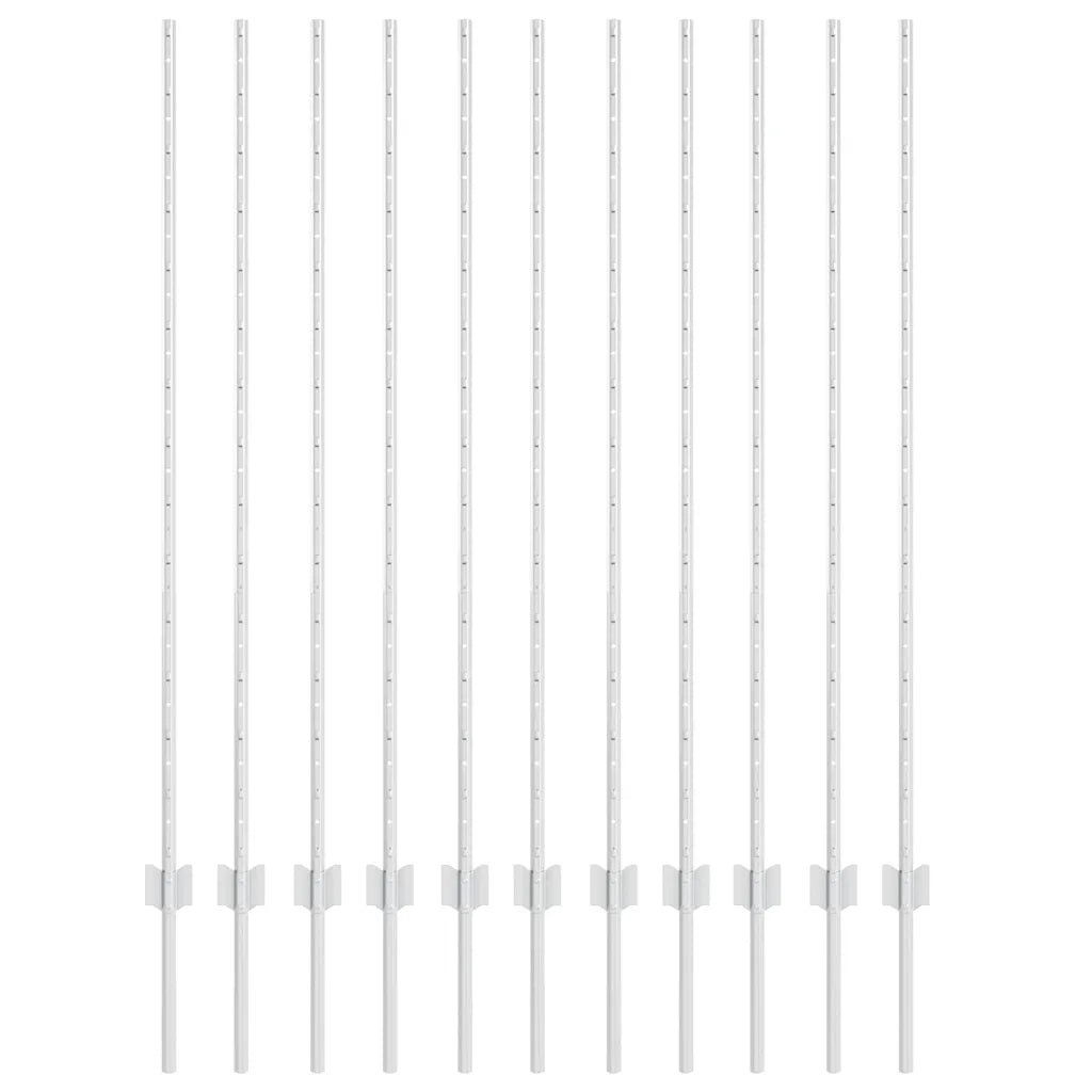 Palo della recinzione 11 pcs Argento 140 cm Acciaio 42006301