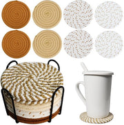 Onderzetters per 8 pezzi per proteggere la tavola, con contenitore, assorbenti per bevande in stile vintage, manufatti a mano per bicchieri