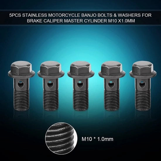 Bouti in acciaio per remi - 5 pezzi - M10 x 1,0 mm - Raccordo per remo - Cilindro principale - Anelli di chiusura - Resistente all'ossidazione e corrosione - Bouti per remi