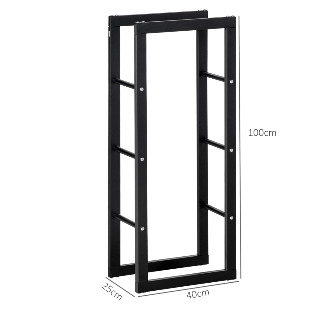 Porta legna per camino ¨C Zephmum ¨C Nero 40x25x100 cm