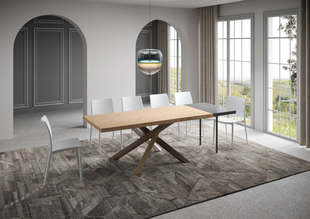 Tavolo allungabile 90x180/230 cm Versalux scortecciato rovere gambe 4/C