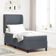 Letto a Doghe con Materasso  Grigio Scuro 80x200 cm Velluto