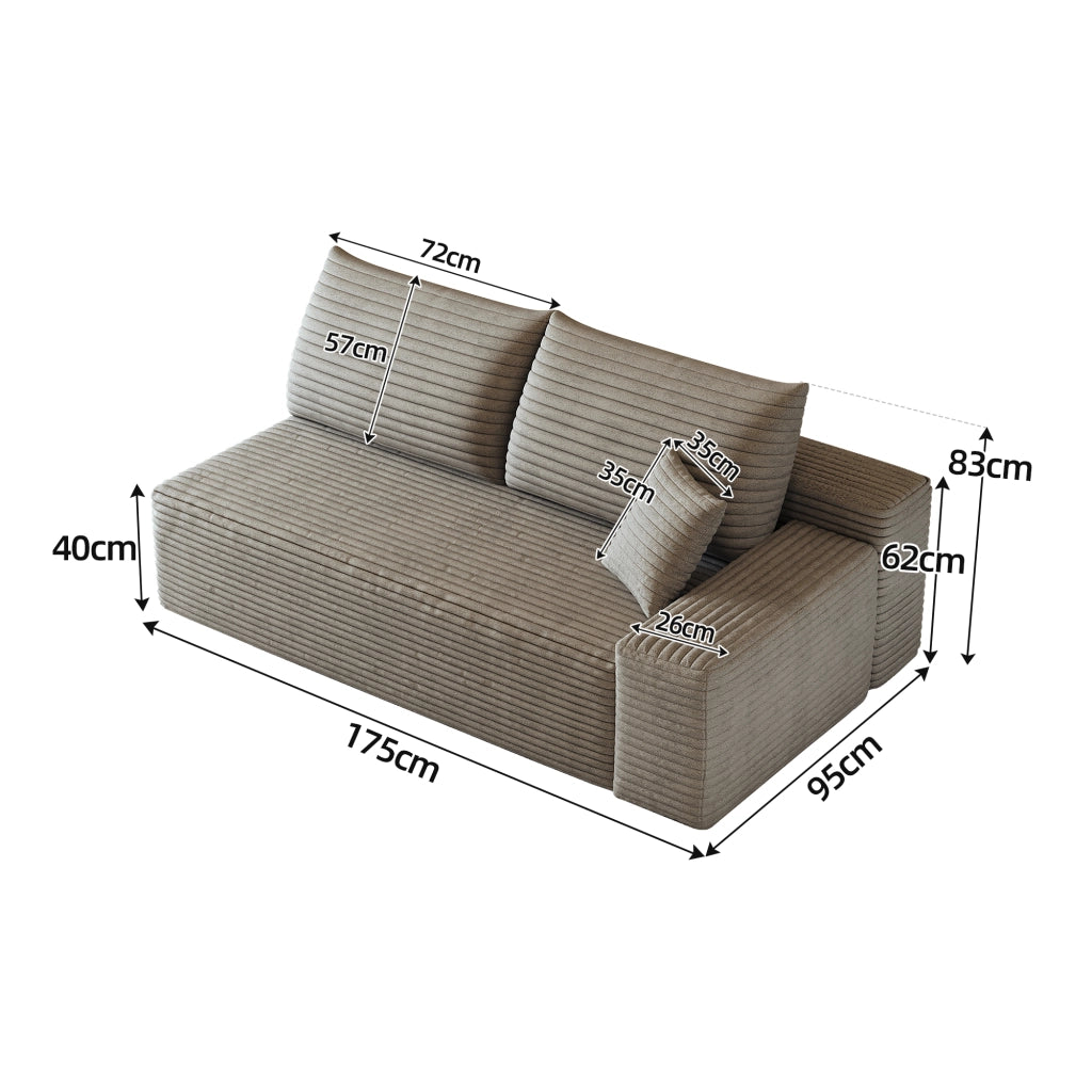 DIVANO Chaise destra 2 posti Tessuto Camel