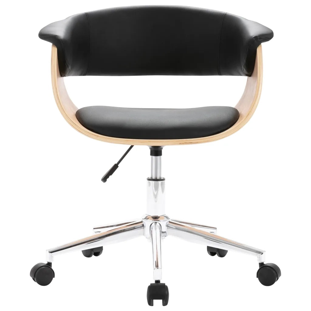 Sedia da Ufficio Girevole Nera in Legno Piegato e Similpelle cod mxl 15807