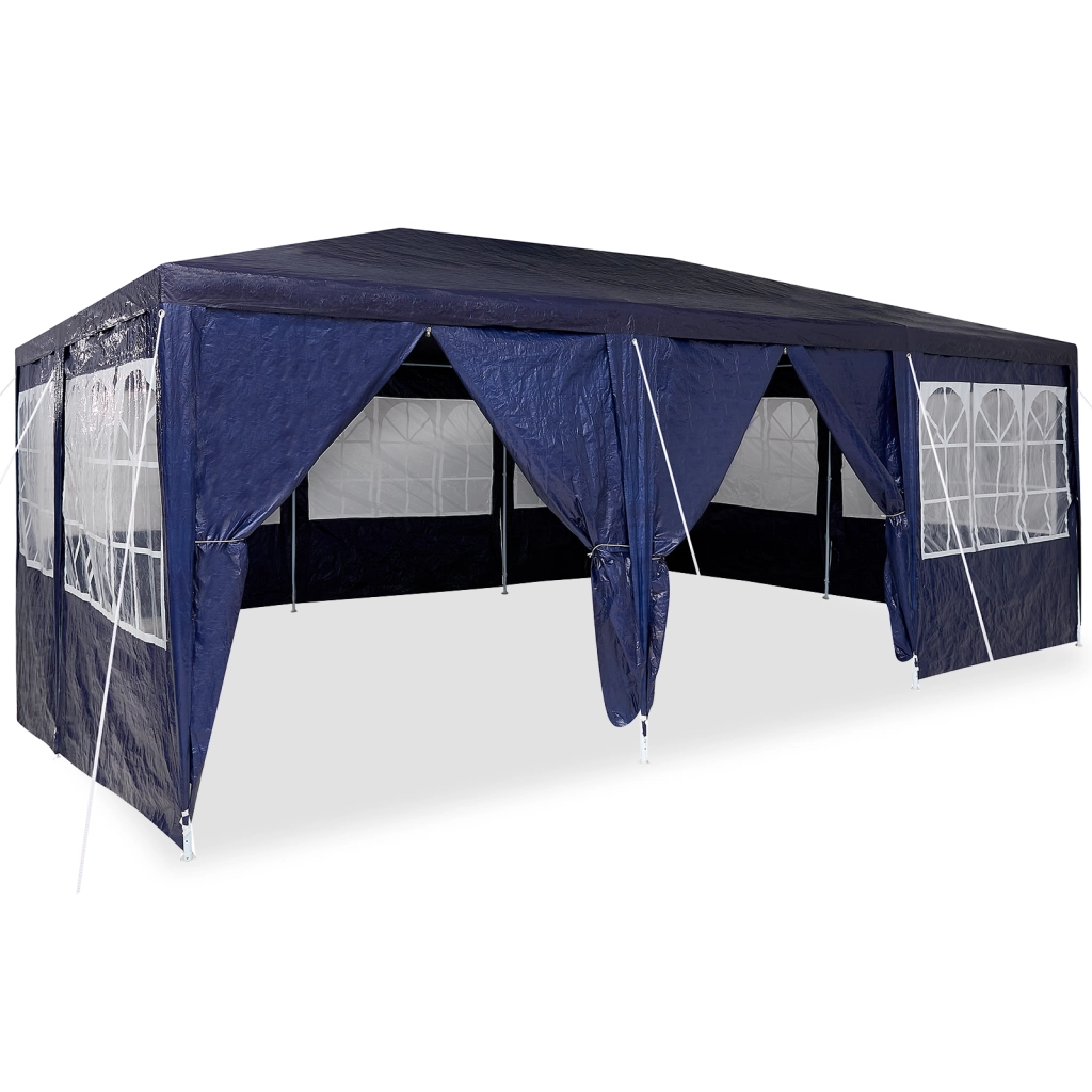 Tenda da festa con 10 pannelli laterali blu 6x4 m in PE