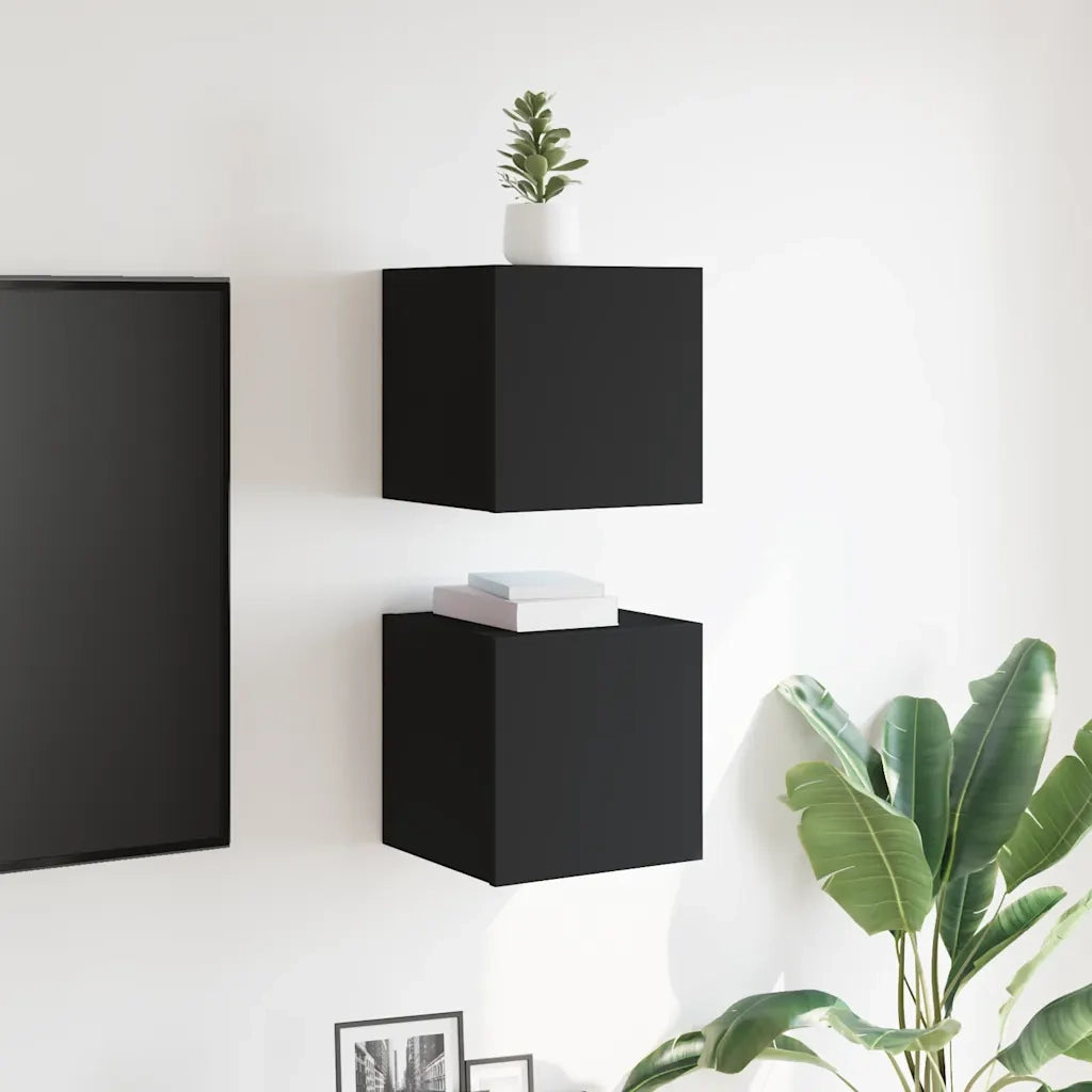 Armadietti a Parete per TV 2 pz Neri 30,5x30x30 cm cod mxl 14438