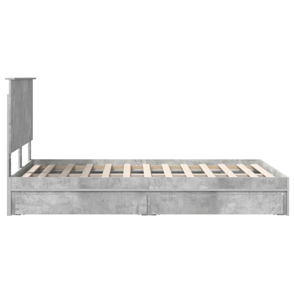 Letto con Contenitore con testiera Grigio cemento 135 x 190 cm