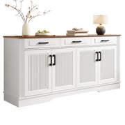 Credenza 160x40x75 cm bianca in MDF， 4 ante e 3 cassetti