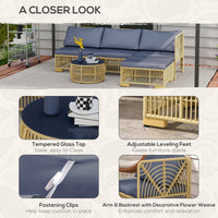 Set da Giardino con Divano Modulabile Cuscini e Tavolino da Caffè   Grigio