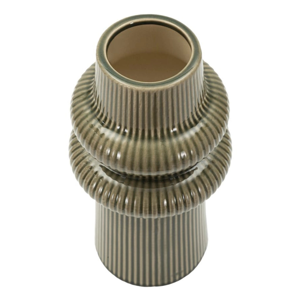 Vaso Decorativo VKH1047, Verde, Ceramica, 13x13x25 cm