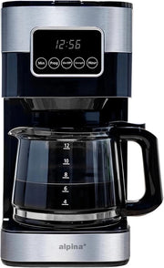 Macchina da Caffè 900W - Caffè Filtrato - 1,5 L - 12 Tazze - Display Digitale - Piastra di Riscaldamento - Funzione di Servizio - Nero