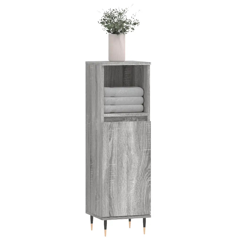 Armadietto Bagno Grigio Sonoma 30x30x100cm in Legno Multistrato 831554