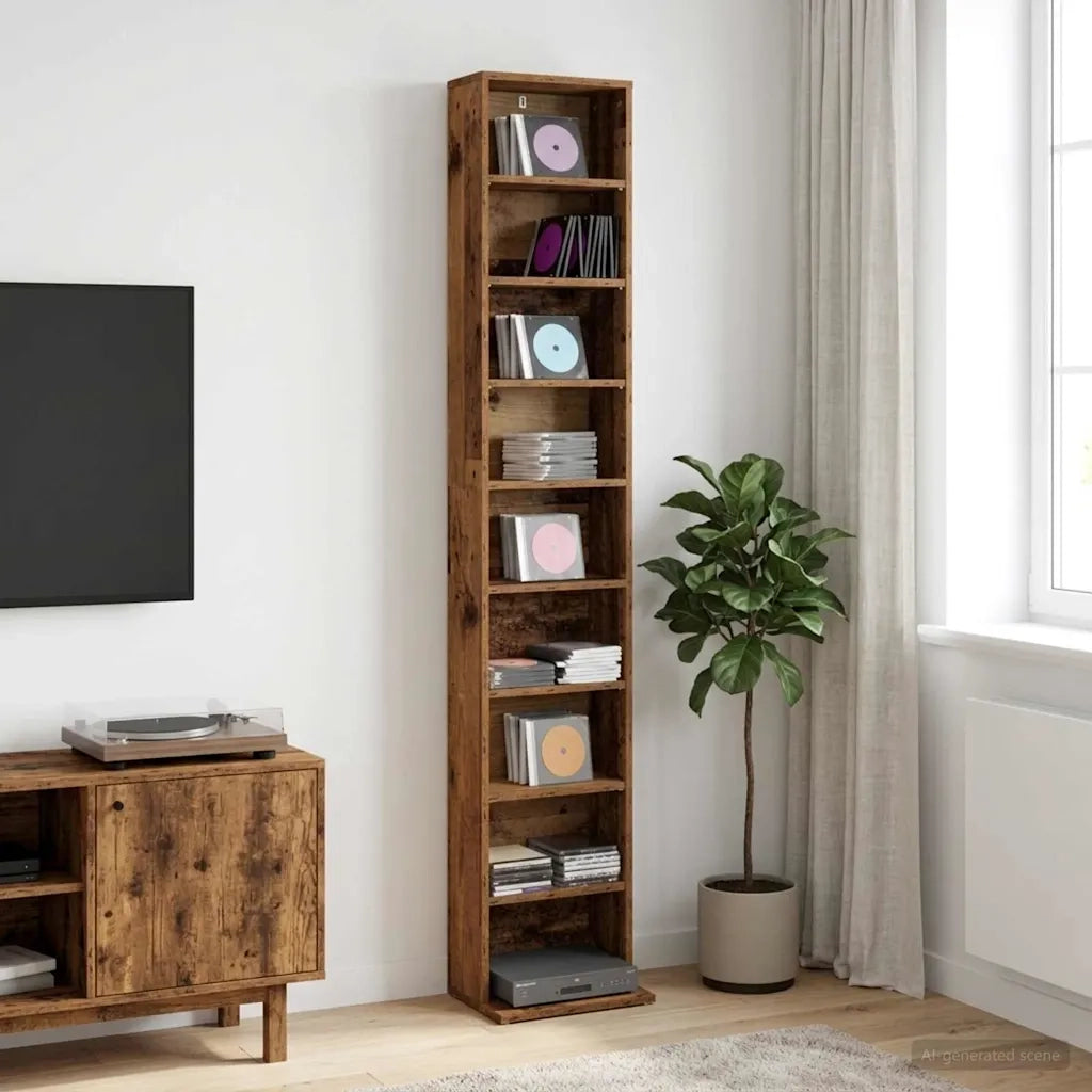 Mobile per CD Legno antico 33 x 23,5 x 175 cm 8012654