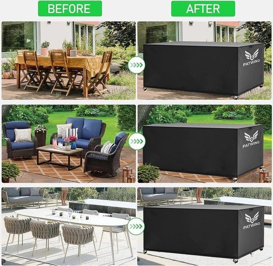 Copertura per mobili da giardino, 600D tessuto Oxford, Tasche per set di mobili da giardino, Impermeabile, Resistente al vento, Copertura resistente ai raggi UV, Mobili da giardino, Resistente all'inverno, per Gruppo di sedute Tafe (325*208*58cm)