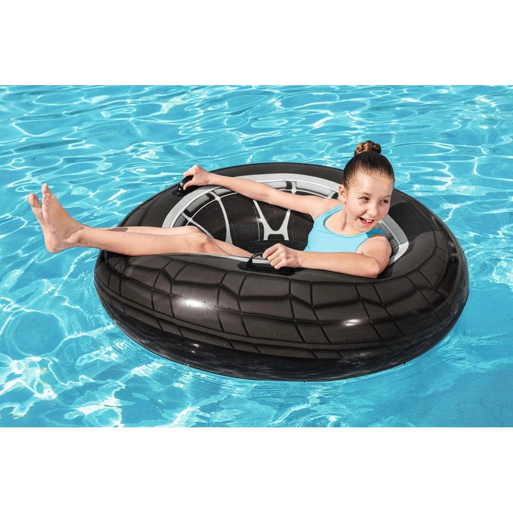 Trade Shop - Ciambella Salvagente Gonfiabile Con Maniglie Forma Di Ruota Grande 119 Cm Gonfiabili 36102 -