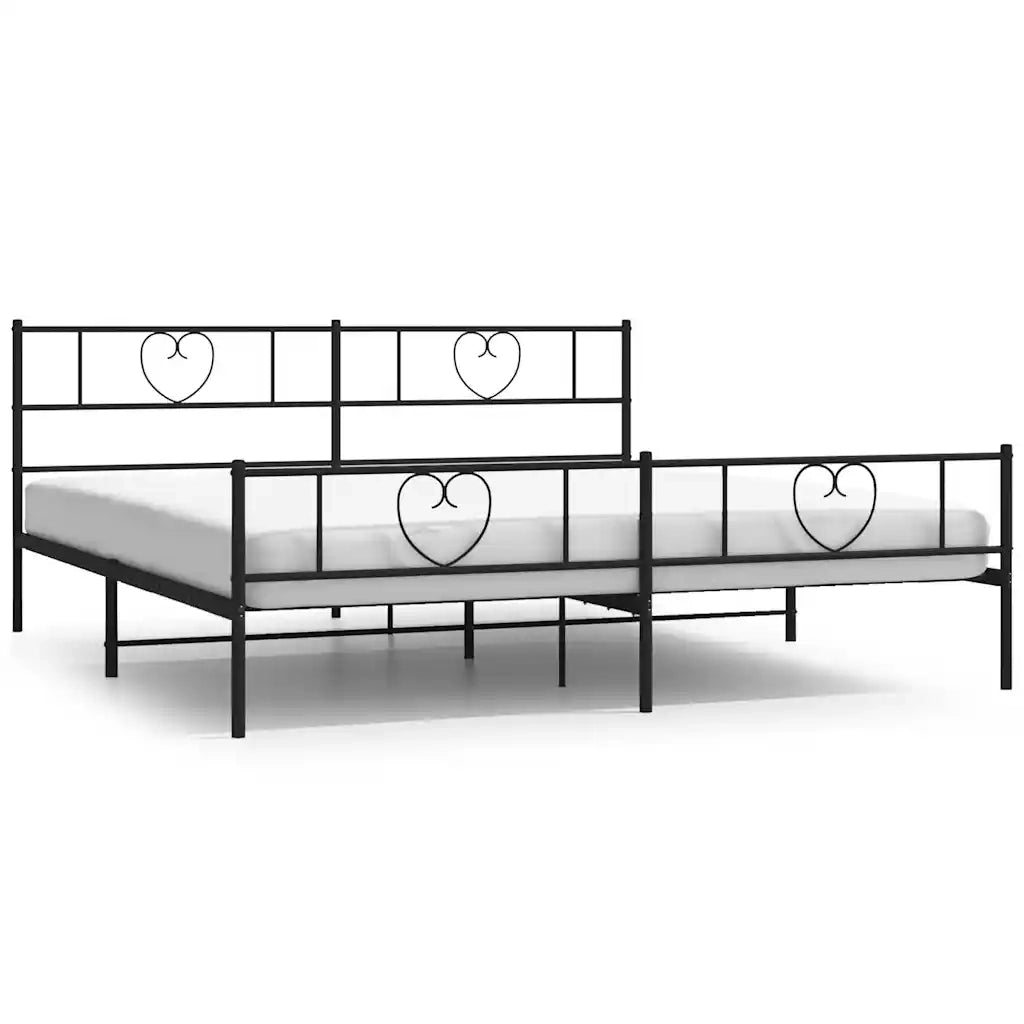 Giroletto con Testiera e Pediera Metallo Nero 183x213 cm 355486