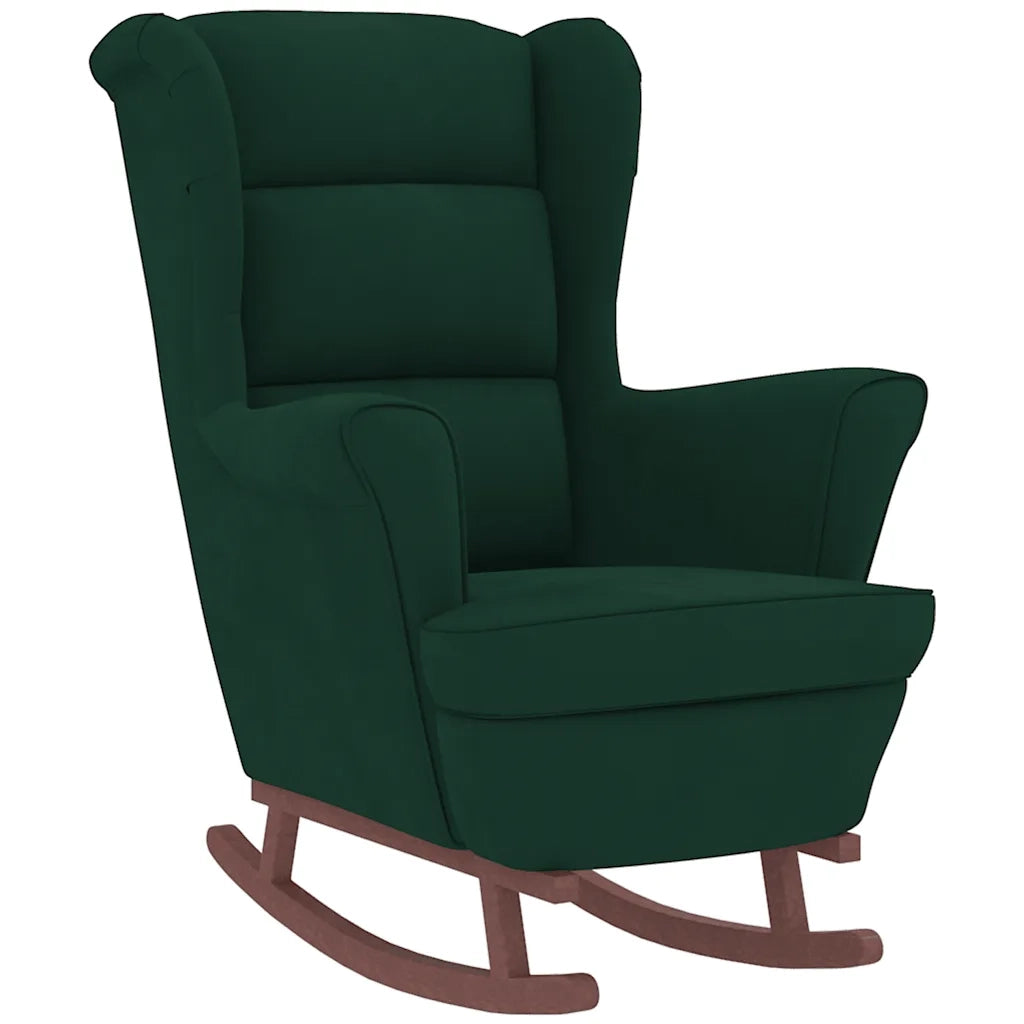 Sedia a dondolo con schienale alto in velluto verde scuro 3121232