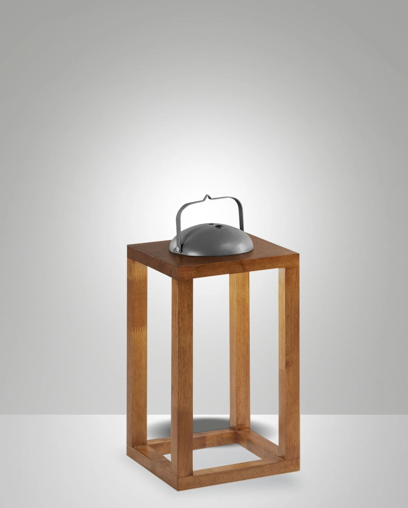 Lampada da Tavolo Blend 3W LED 3000K Warm White con Regolazione Luce al Tocco in Metallo e Legno - IP54, 200x200x414mm - Noce