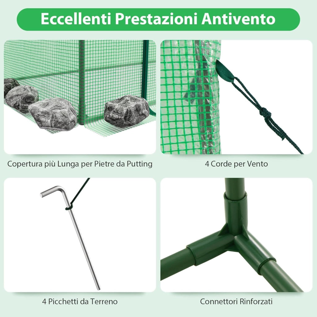 Serra da Giardino per Orto e Piante, Serra da Esterno Invernale con Copertura in PE, Struttura in Metallo, Porta con Cerniera Arrotolabile, Finestre a Doppio Strato (Modello 1)