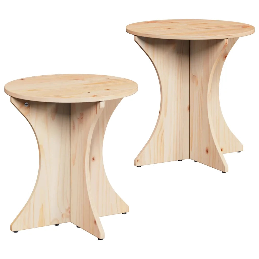 Tavolino da salotto 2 pcs Naturale Legno di pino massello 873565