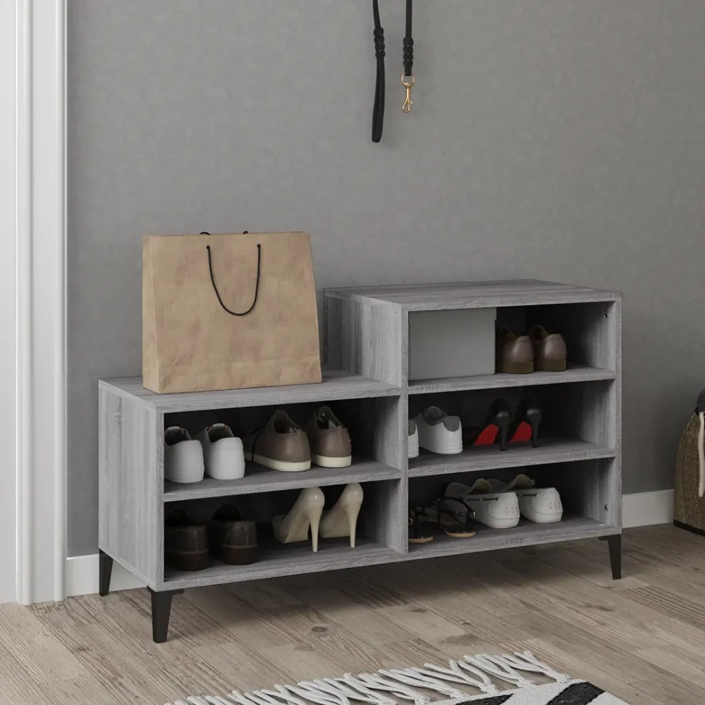 Scarpiera-Scaffale per scarpe Grigio Sonoma 102x36x60 cm in Legno Multistrato 701486