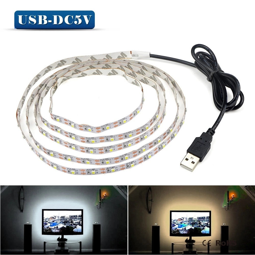 Trade Shop - Strip Led Gialla Striscia 90cm Con Attacco Usb Per Retroilluminazione Televisore -