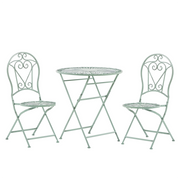 Set da bistrot per esterni in metallo verde 2 sedie pieghevoli Set da balcone decorativo da tavola rotonda