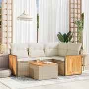 Set Divano da Giardino 5 pz con Cuscini Beige in Polyrattan 3260021
