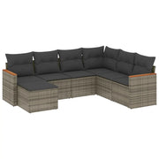 Set Divani da Giardino 7 pz con Cuscini Grigio in Polyrattancod mxl 113077