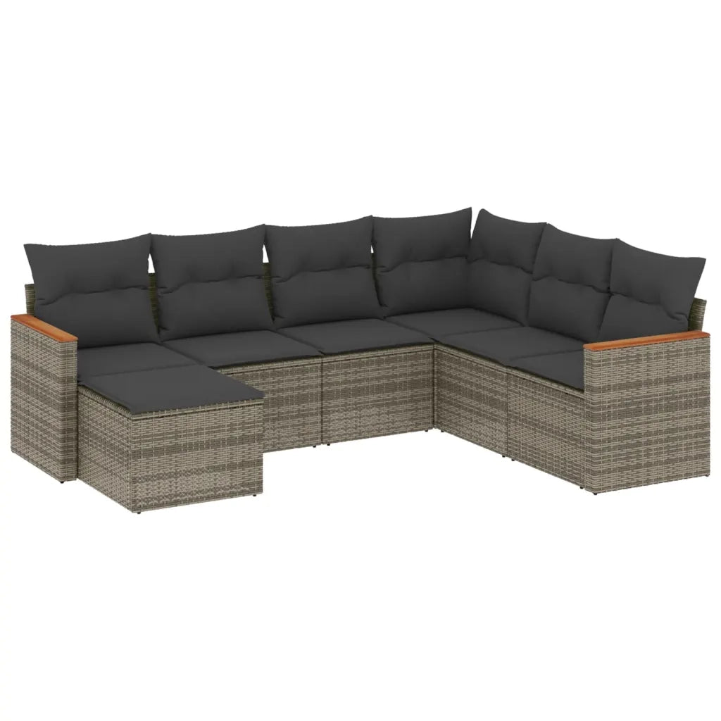 Set Divani da Giardino 7 pz con Cuscini Grigio in Polyrattancod mxl 113077
