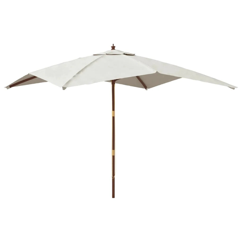 Ombrellone da giardino con palo in legno 300 x 300 x 273 cm colore sabbia 02_0008355