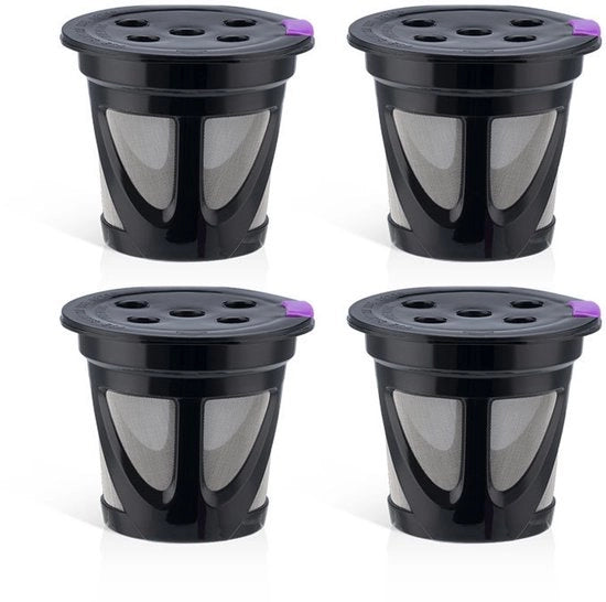 Adatto per capsule K-cup Keurig 2.0, riciclabile, riempibile con caffè, con 5 fori, contenitore capsule K-cup, filtro a 5 fori K-cup, stile 1, nero, 4 pezzi