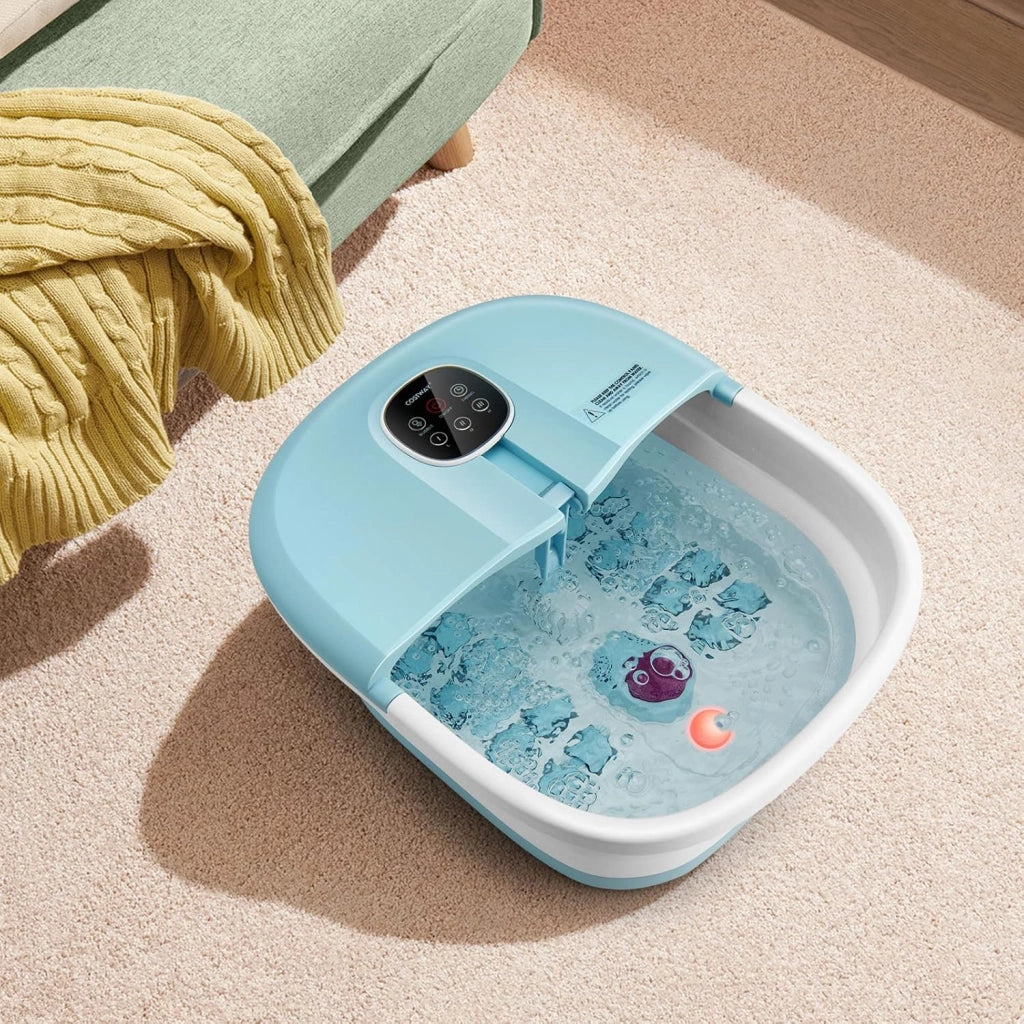 Pediluvio Massaggiatore Piedi Elettrico, Pediluvio Idromassaggio Plantare Pieghevole con Telecomando, 3 Temperature Regolabili, Timer, Fino al 45 (blu)