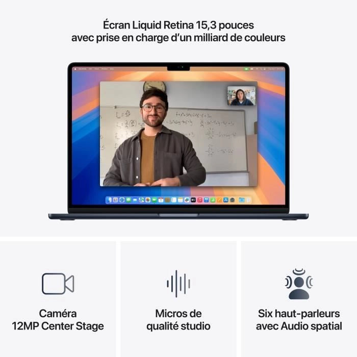 Apple - 15.3 MacBook Air M4 (2025) - 24 GB di RAM - 512 GB di spazio di archiviazione - CPU a 10 core - GPU a 10 core - Mezzanotte