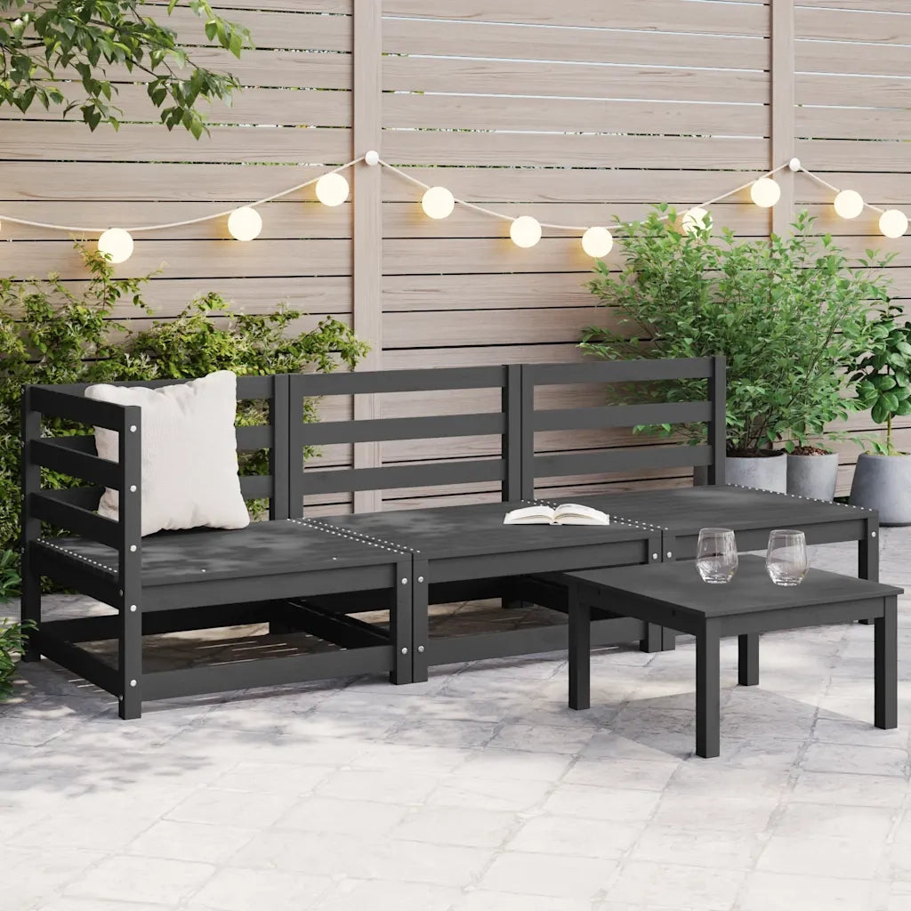 Salotto da Giardino-Set Divani da Giardino 3 pz Grigi in Legno Massello di Pino