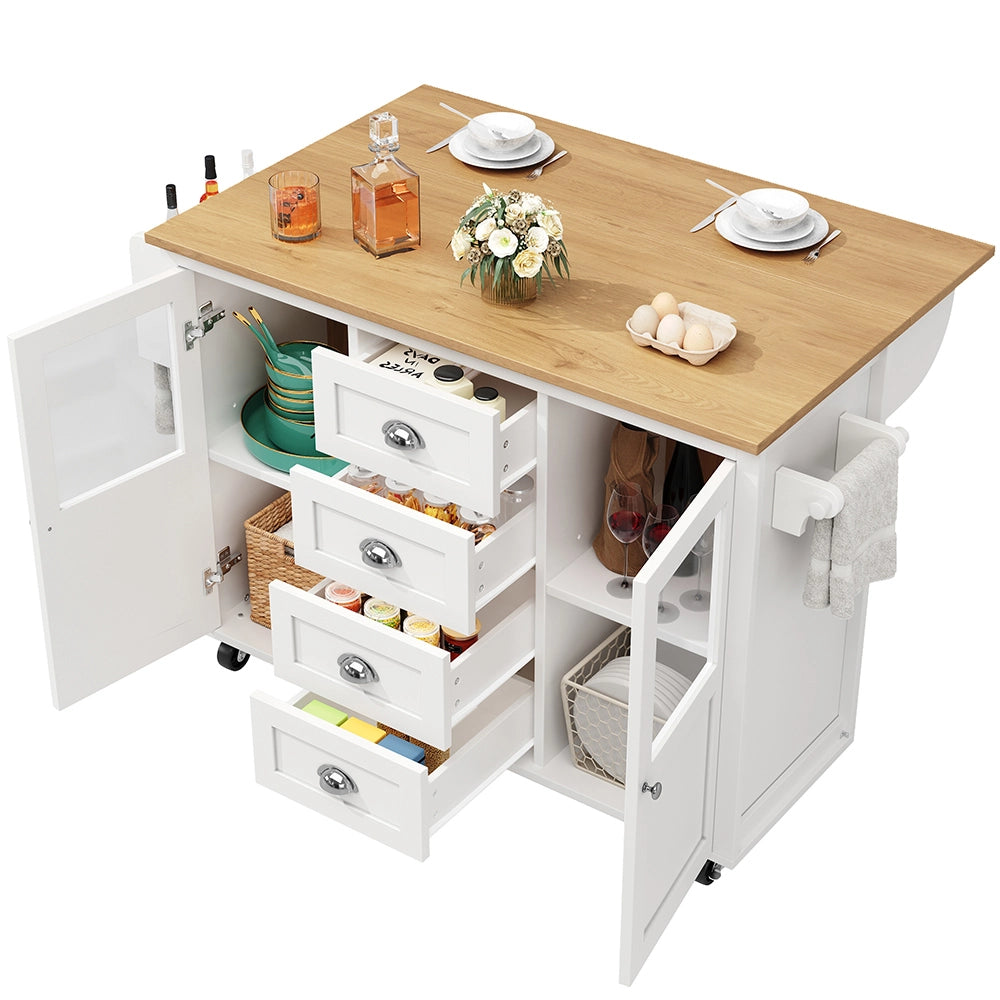 Isola cucina - Xylo - 120x73x93cm 2 porte 4 cassetti bianco/nero
