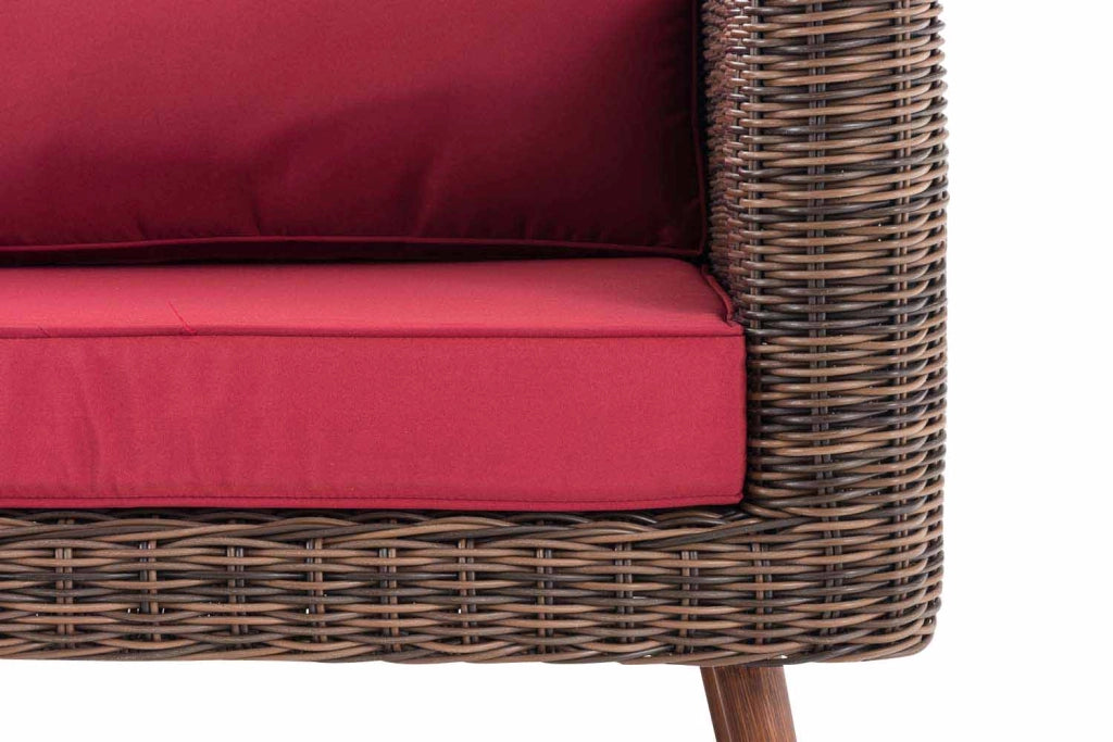 Divano Molde a 2 posti con poggiapiedi rotondo in rattan marrone screziato 40 cm (marrone scuro) 5
