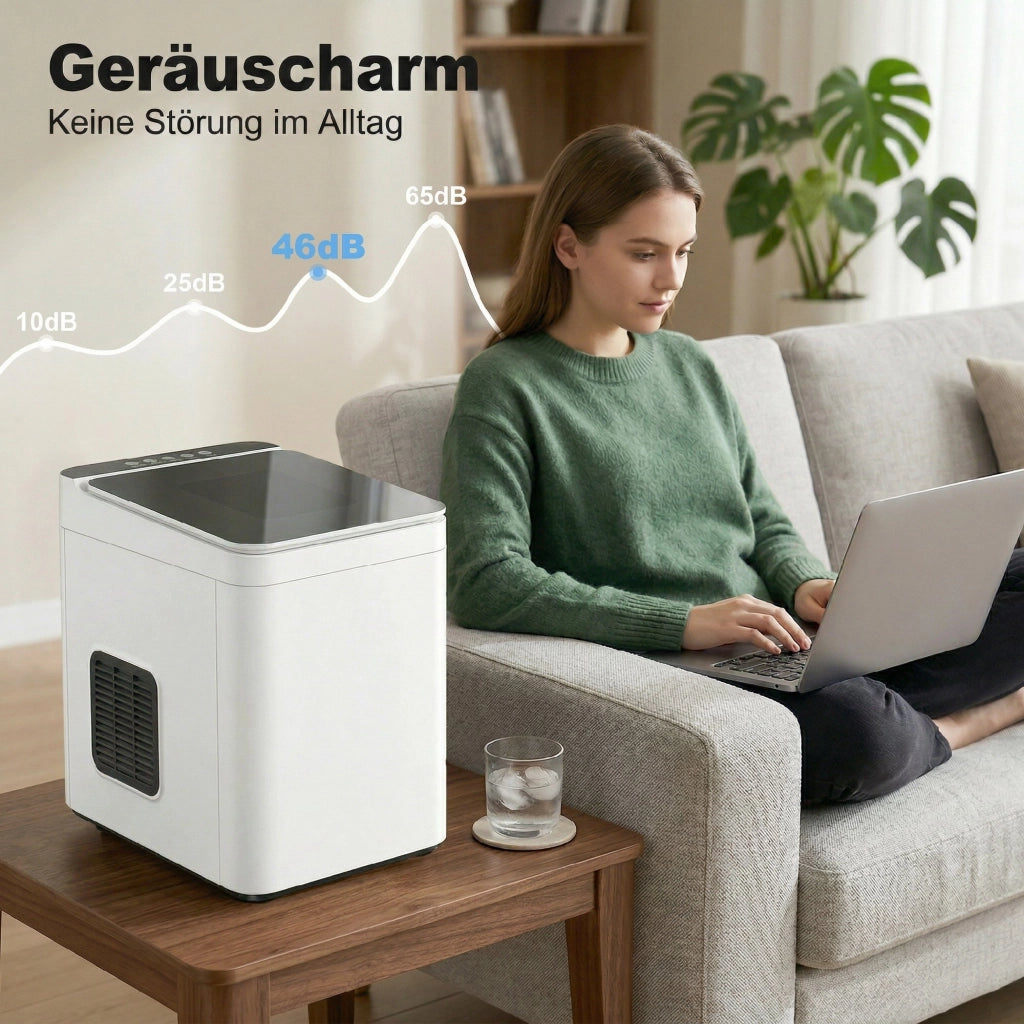 Macchina per Ghiaccio Autopulente Compatta con Paletta e Cestino ¨C Zephmum ¨C Bianco