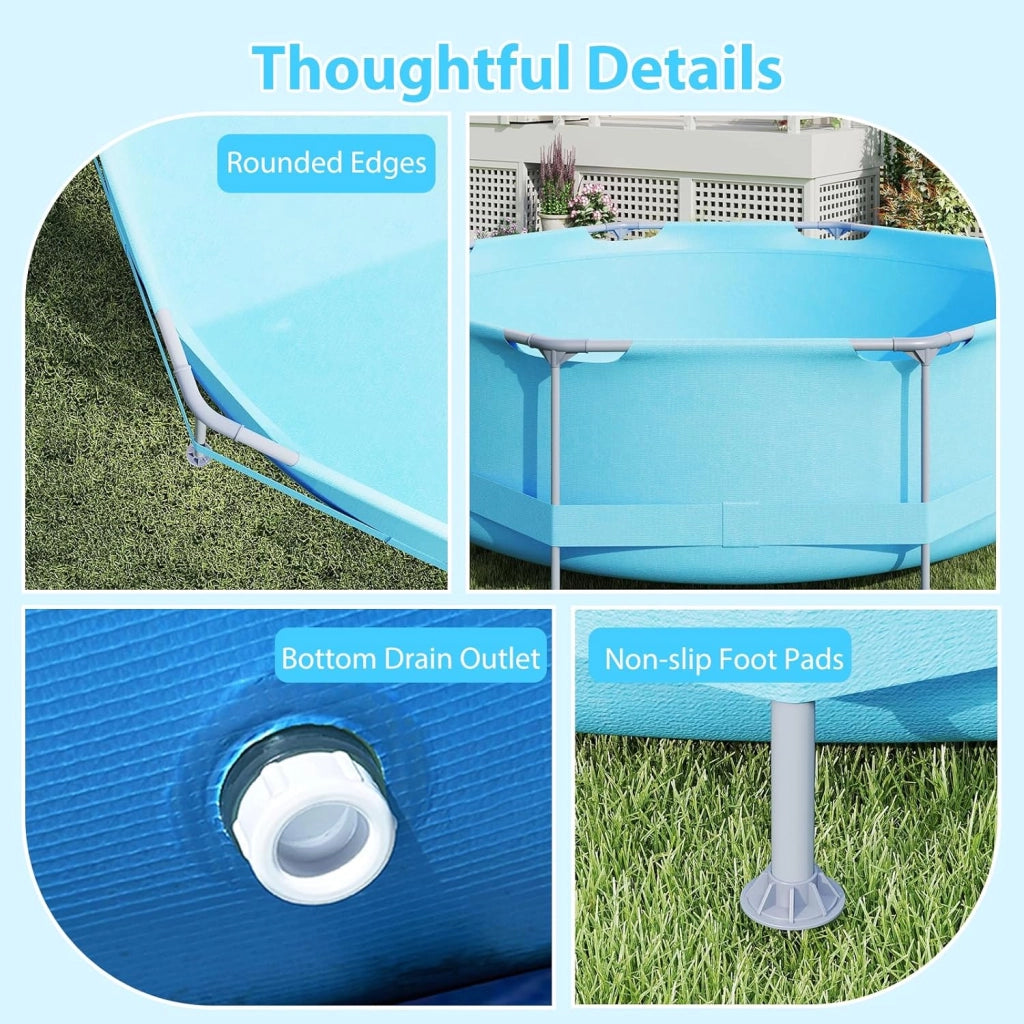 Piscina Fuori Terra, Piscina da Esterno Rotonda Ø300 X 76 CM, 4383L, Struttura in Metallo, PVC Resistente, con Pompa e Filtro, Blu