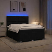 Letto Box Spring LED con Materasso Nero 140 x 190 cm Tessuto 3455607
