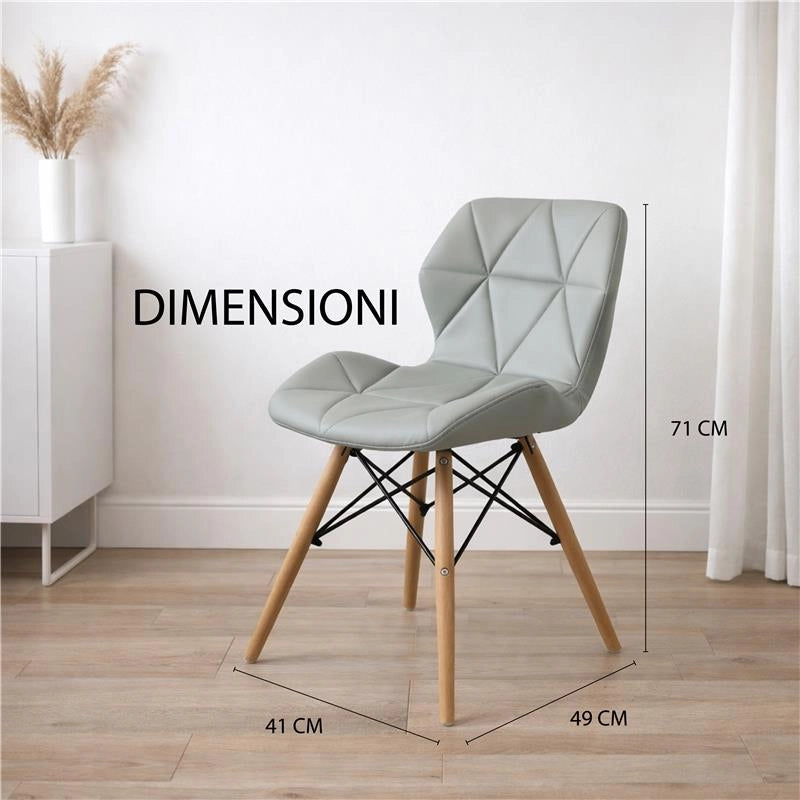 SET 4 SEDIE ANNAPOLIS MODERNA IN ECOPELLE GRIGIA E LEGNO 41 X 49 X H71 CM