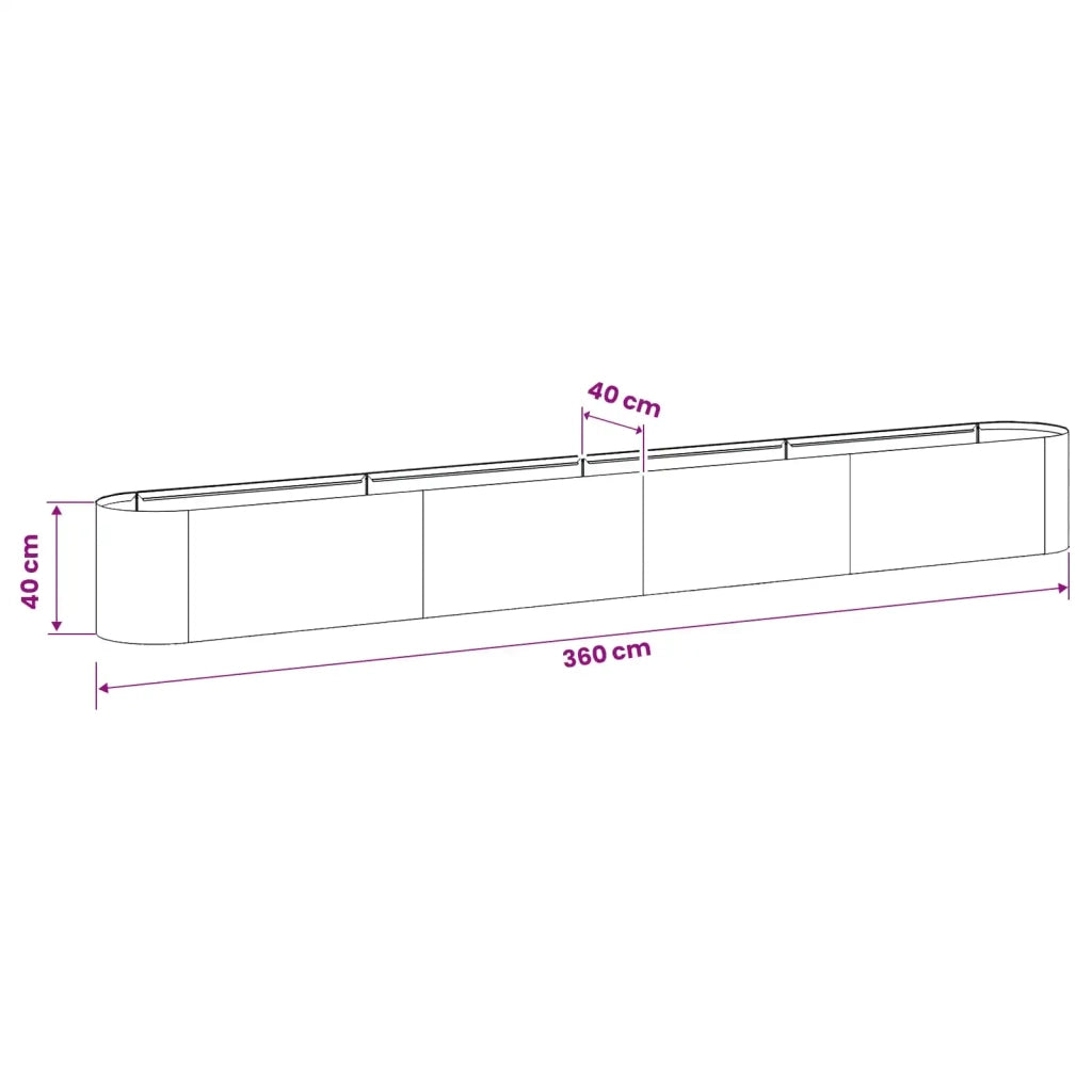 Letto rialzato da giardino Verde Oliva 360 x 40 x 40 cm 8011708