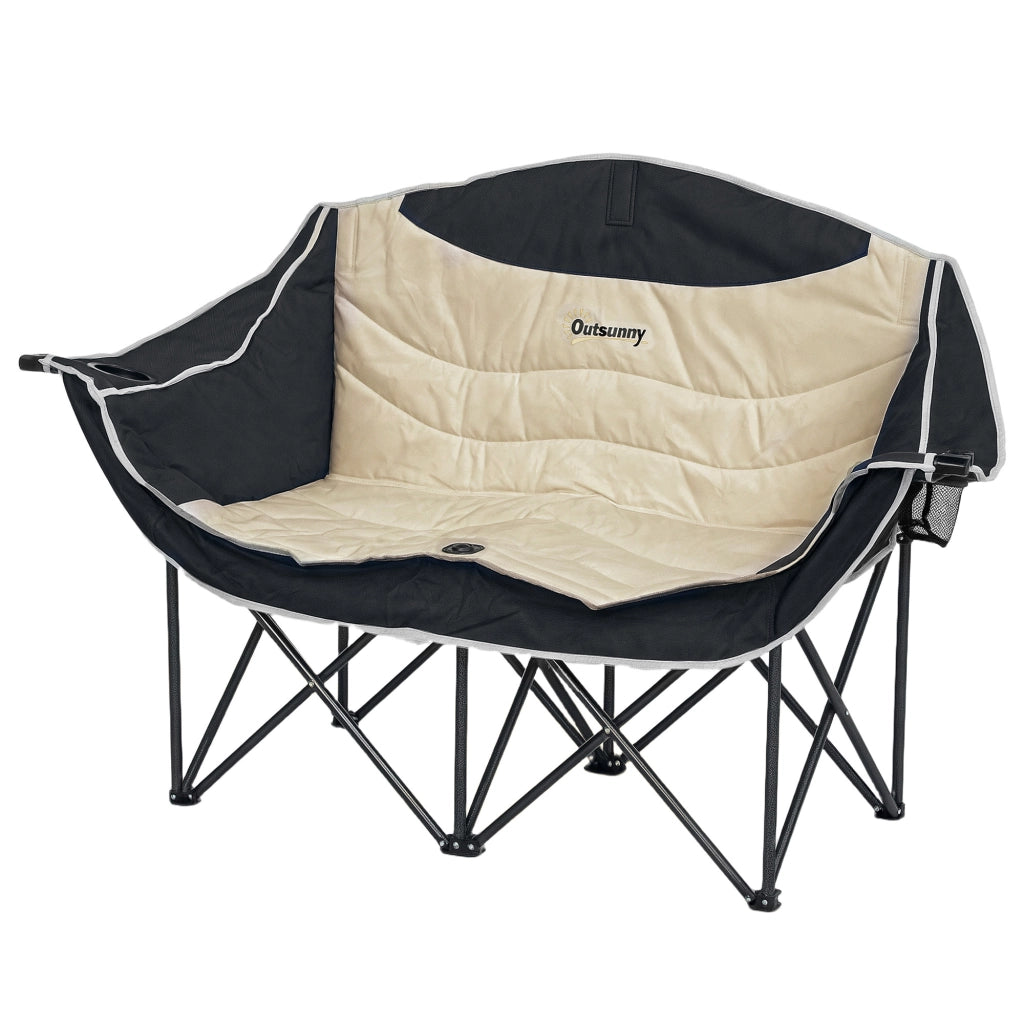 Sedia pieghevole da pranzo 2 posti con porta bevande e borsa ¨C zephmum ¨C Khaki 250kg