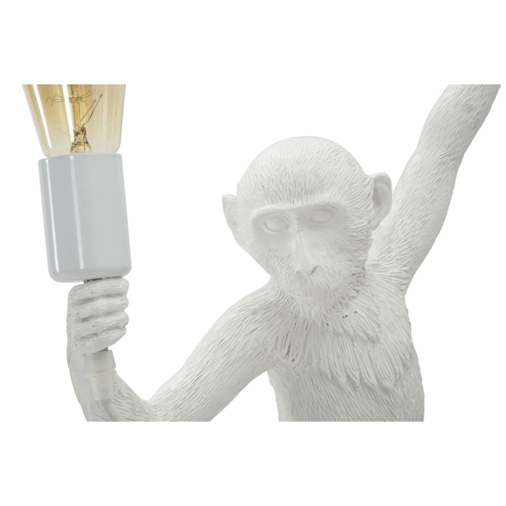 Applique da parete Monkey in polyresin bianca a forma di scimmia