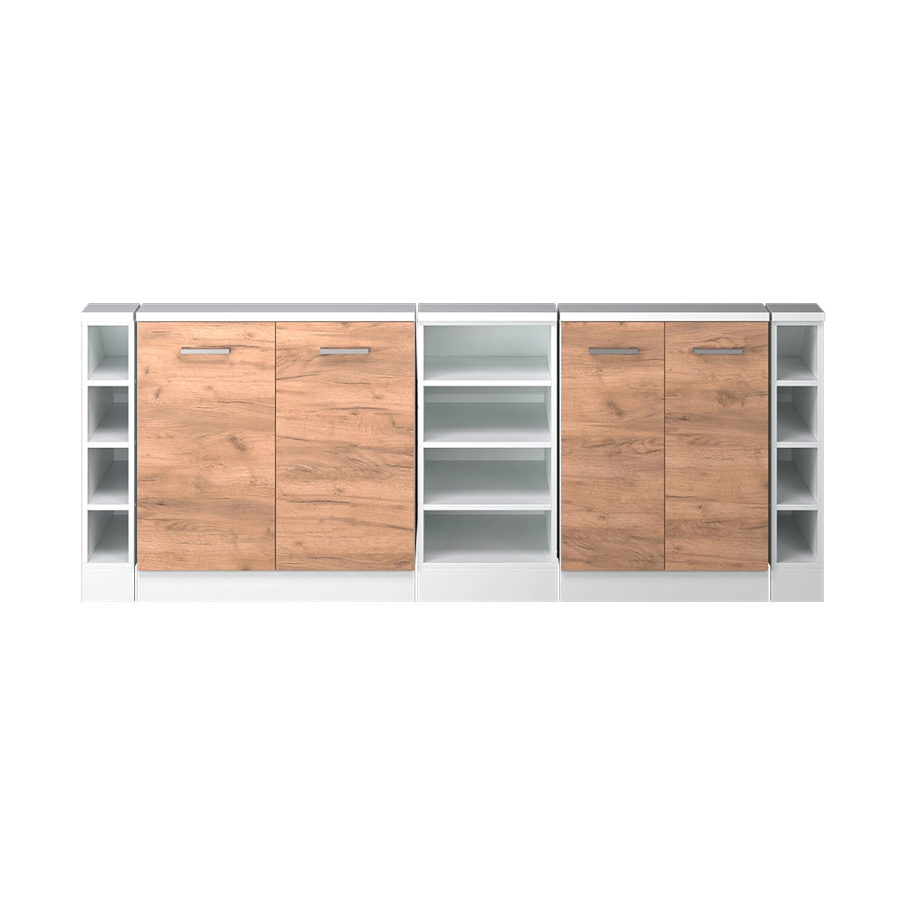 Mobile cucina sottotetto R-Line Rovere dorato/Bianco 210 cm Set di 5 Vicco