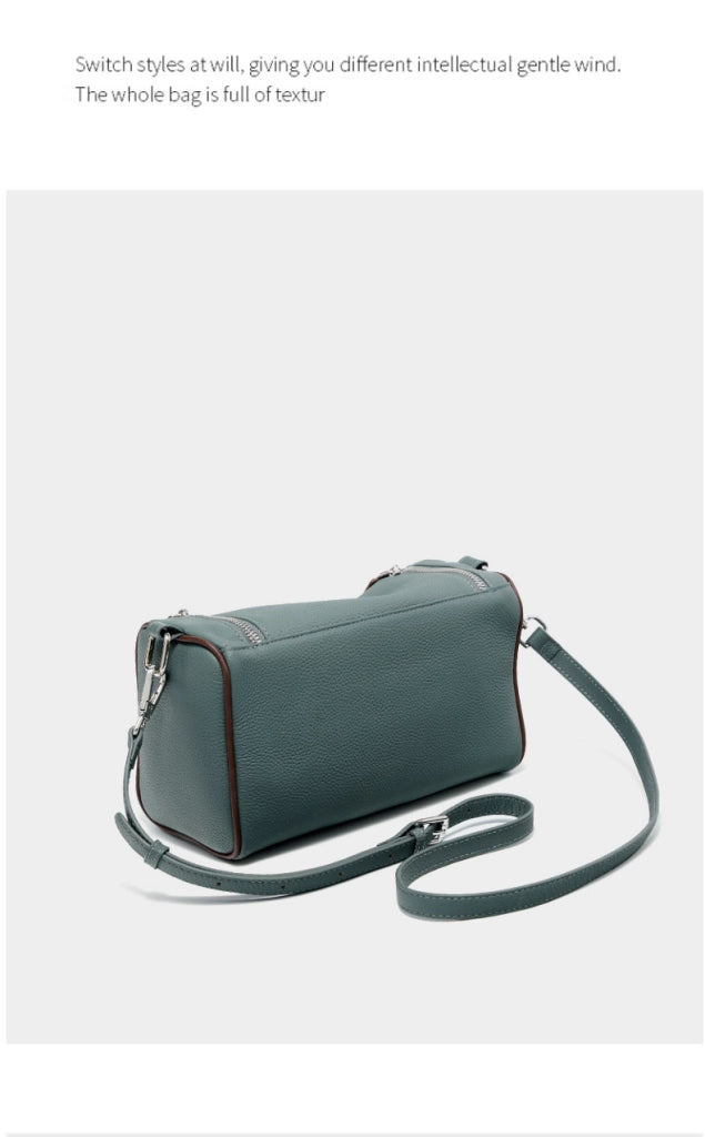 Borsa a tracolla da donna in vera pelle, colore verde.