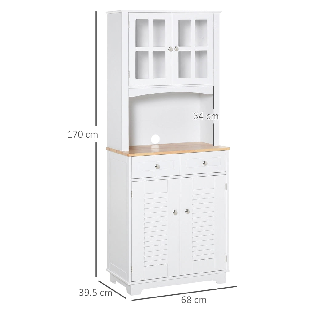 Easycomfort Credenza Alta per Cucina, Mobile Buffet in Legno Bianco, Armadio Dispensa in Stile Classico, Bianco, 68x39.5x170cm