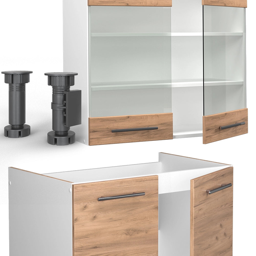 Cucina componibile Fame-Line Rovere dorato/Bianco 235 cm senza piano di lavoro Vicco