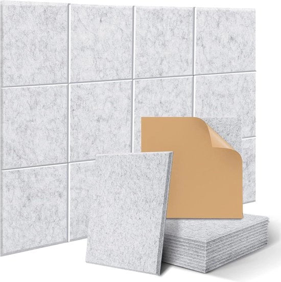 12 pannelli di assorbimento acustico quadrati autoadesivi - 30x30x1cm - alta densità - studio di registrazione a casa ufficio - grigio